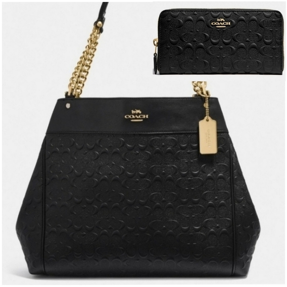 Coach Handbags - COACH SET 2 PCS Designer PURSE Bag + + Iconic Rare Signature Leather
